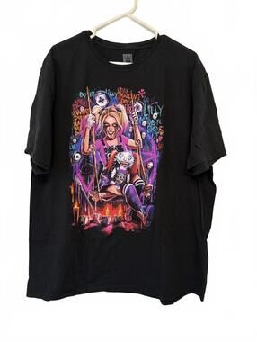 WWE Authentic size 2X Black Graphic T-Shirt with Colorful Character Design